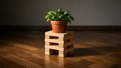 Portavaso fai-da-te con legno di recupero: idea semplice per alzare le piante in casa